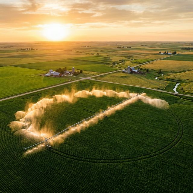 Center-pivot irrigation system on Nebraska farmland